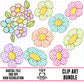 Bright Checker Flowers-Clipart Bundle