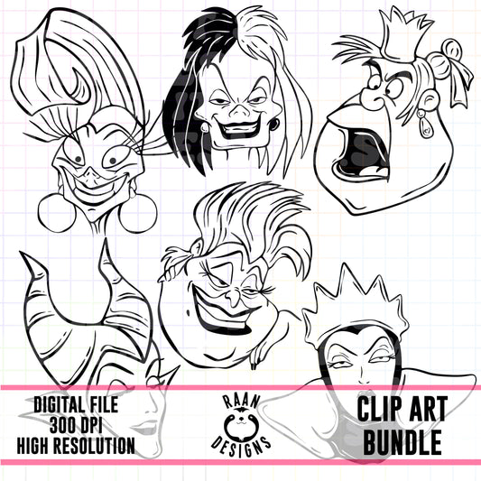 Villian Tattoo Flash-Clipart Bundle
