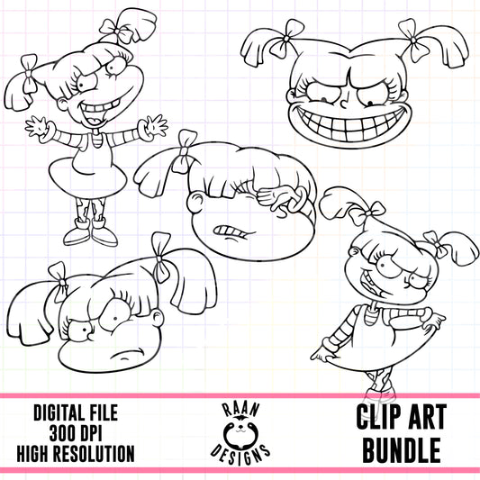 Angelica-Outline Clipart Bundle