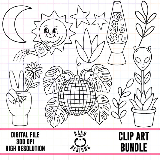 Galactic Greenhouse Outlines-Clipart Bundle
