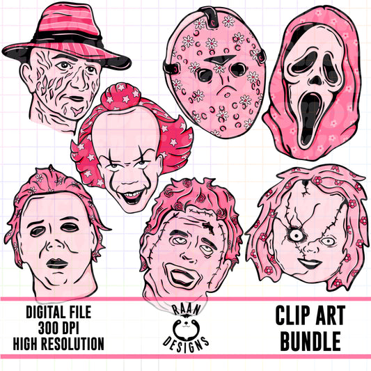 Pink Horror Killers-Clipart Bundle