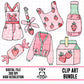 Pink Strawberry Set 2-Clipart Bundle
