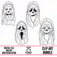 Ghost Face Outlines-Clipart Bundle