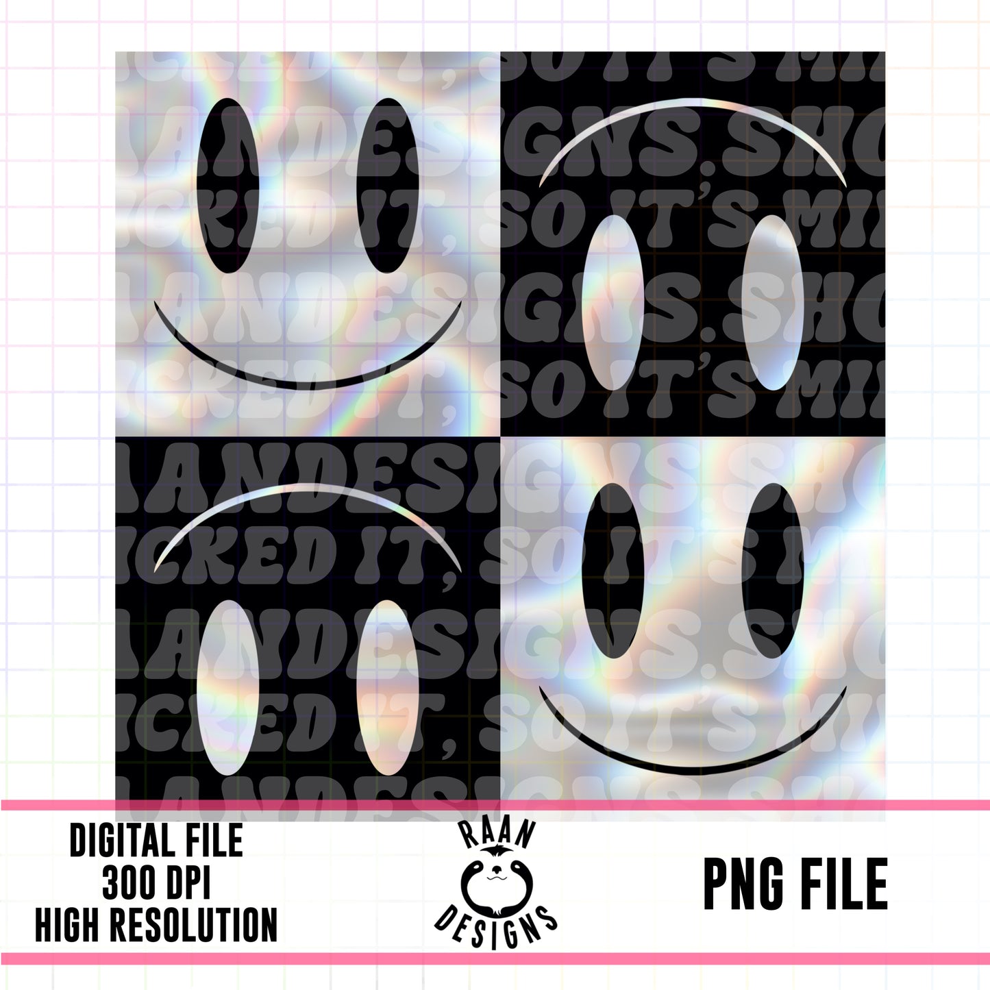 Black Iridescent Smiley
