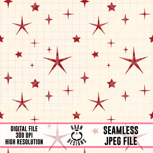 Red Stars and Sparkles-Seamless Pattern
