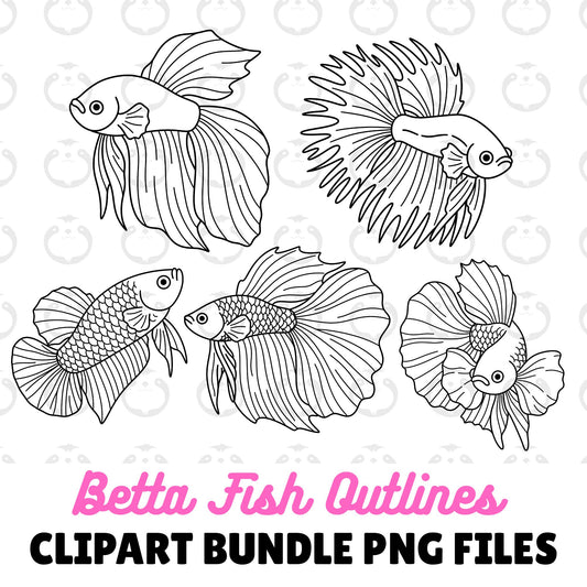 Betta Fish Outline-Clipart Bundle