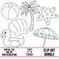 Springbreak Beach Day Outline-Clipart Bundle
