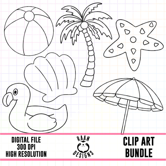 Springbreak Beach Day-Clipart Bundle