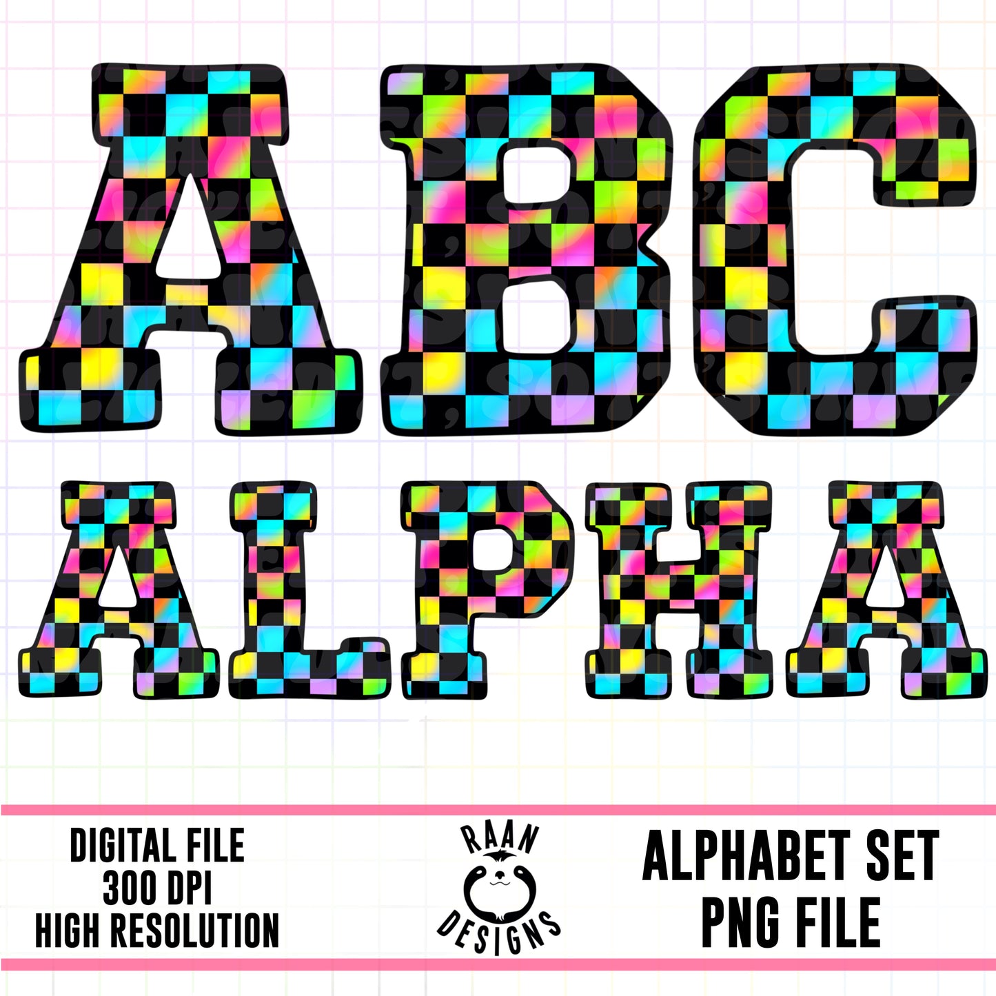 Checkered Bright Rainbow Alpha Set