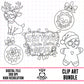 Tattoo Christmas Outline-Clipart Bundle