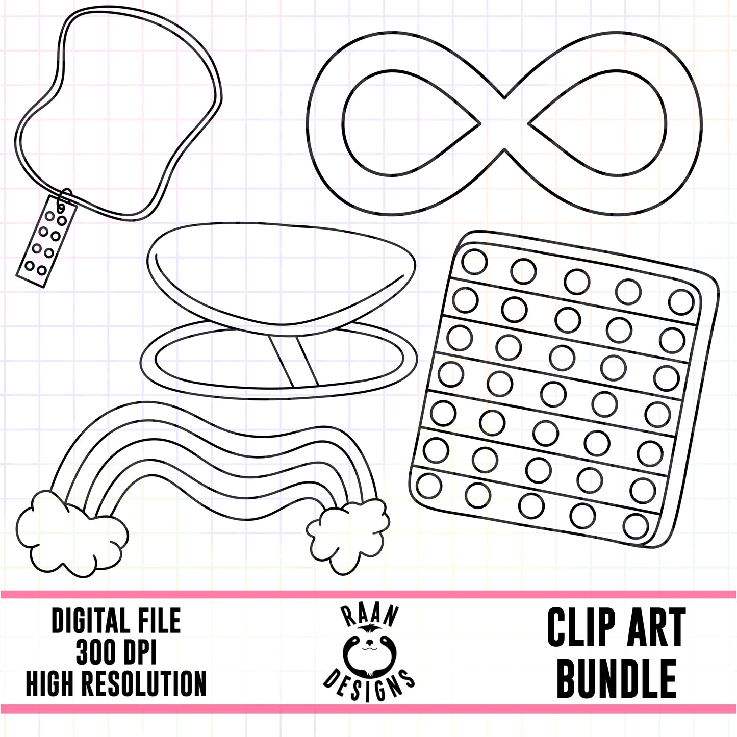 Autism Acceptance Set 2-Outline Clipart Bundle