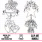 Space Planters Outlines-Clipart Bundle