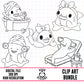 Shark Spa Day Outlines-Clipart Bundle