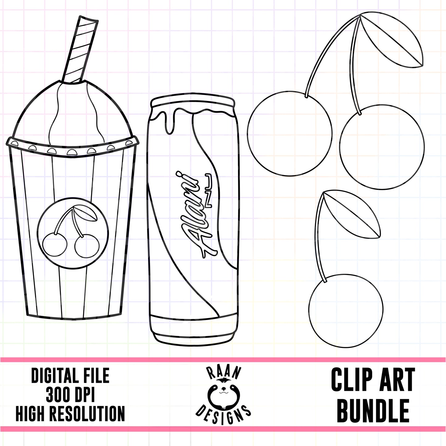 Alani Cherry Slush Outline- Clipart Bundle