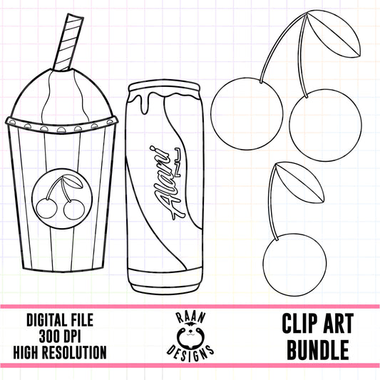 Alani Cherry Slush Outline- Clipart Bundle