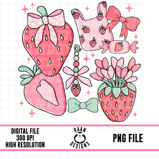 Strawberry Pink Collage-PNG-Digital Design