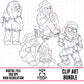 Bigfoot Christmas Outlines-Clipart Bundle