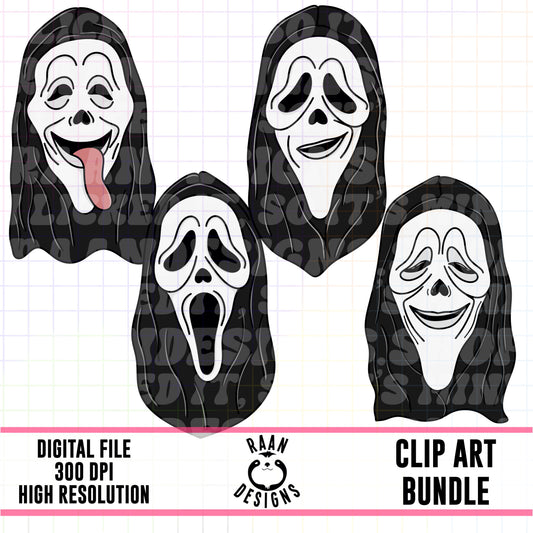 Ghost Face-Clipart Bundle