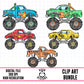 Boy Monster Truck-Clipart Bundle