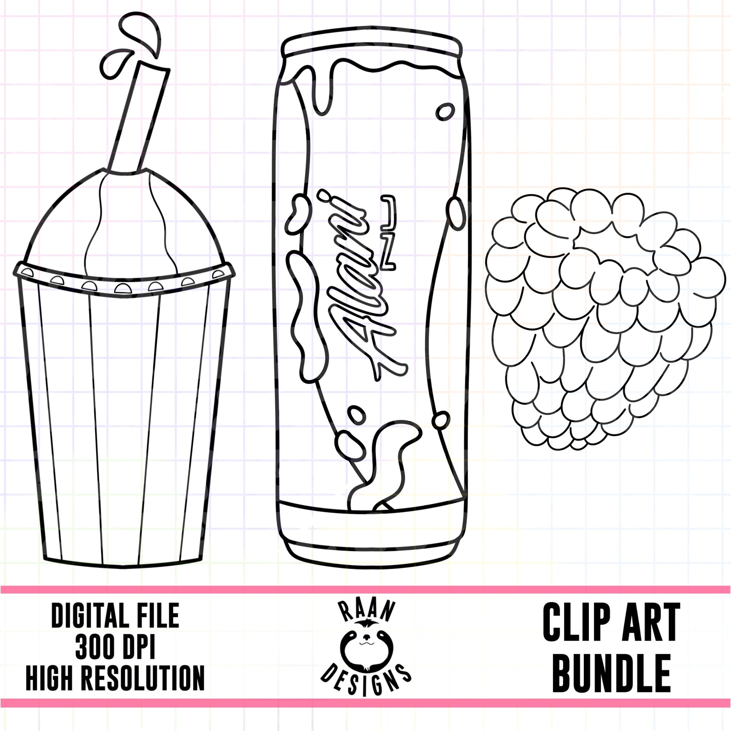 Alani Blue Slush Outline - Clipart Bundle