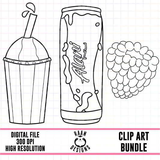Alani Blue Slush Outline - Clipart Bundle