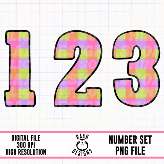 Bright Halloween Checkered-Number Set