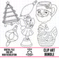 Thrifted Christmas Outlines-Clipart Bundle