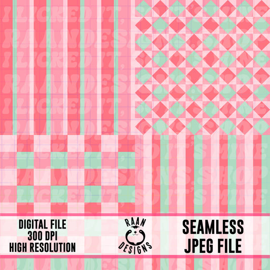 Pink Mint Patterns-Seamless Pattern