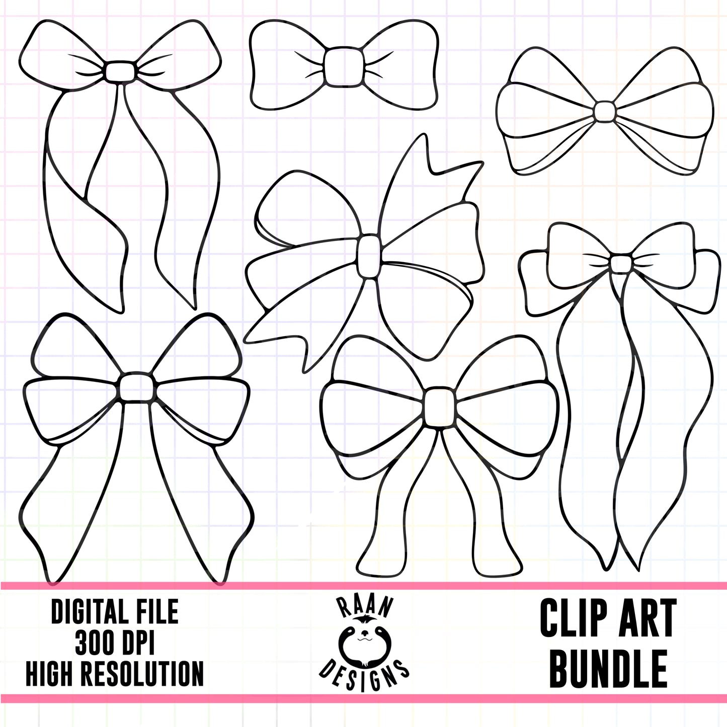 Bows Outline-Clipart Bundle