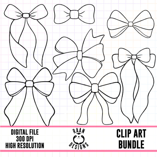 Bows Outline-Clipart Bundle