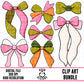 Green Pink Bows-Clipart Bundle