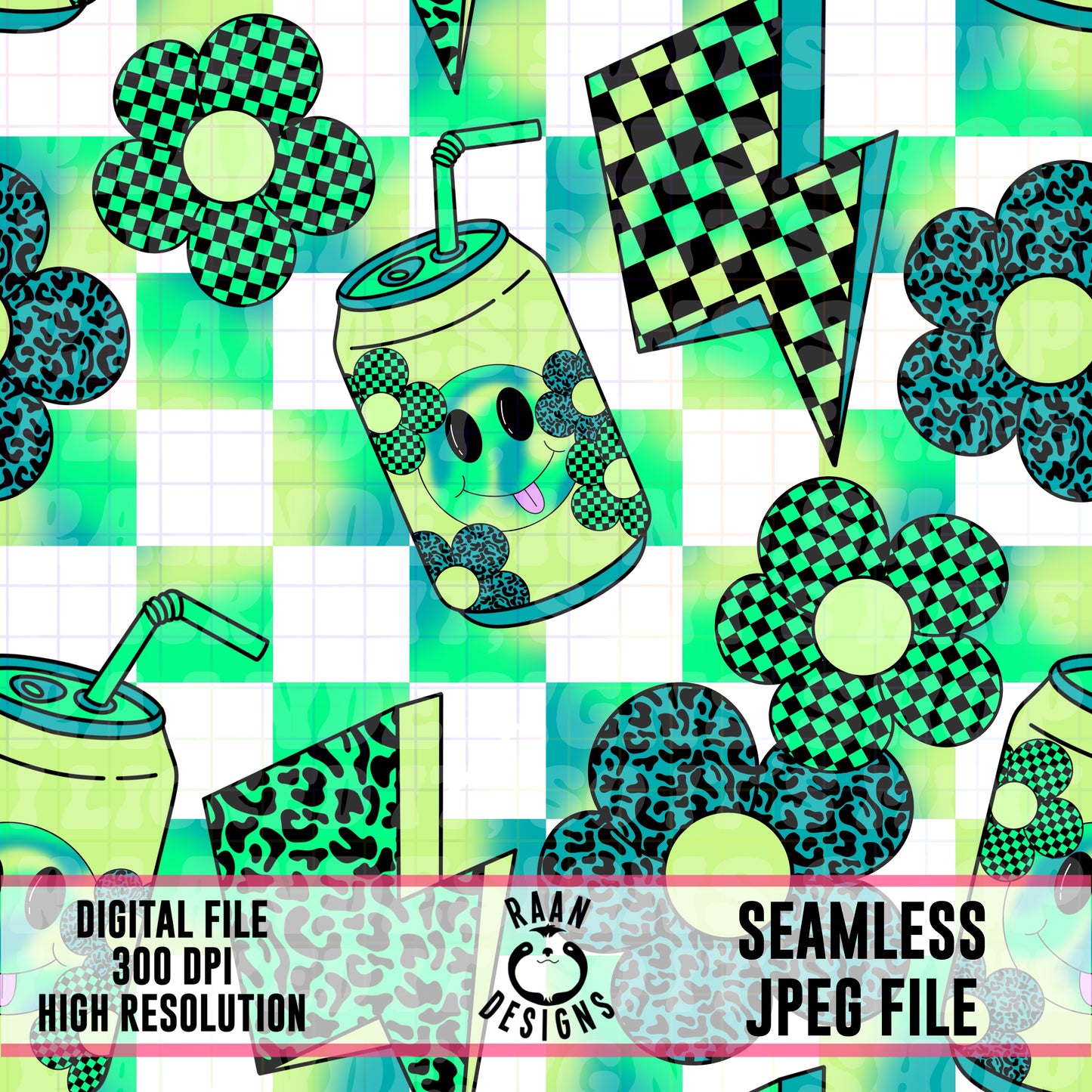 Retro Bright Checker-Seamless Pattern