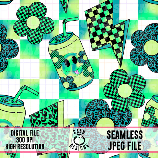 Retro Bright Checker-Seamless Pattern