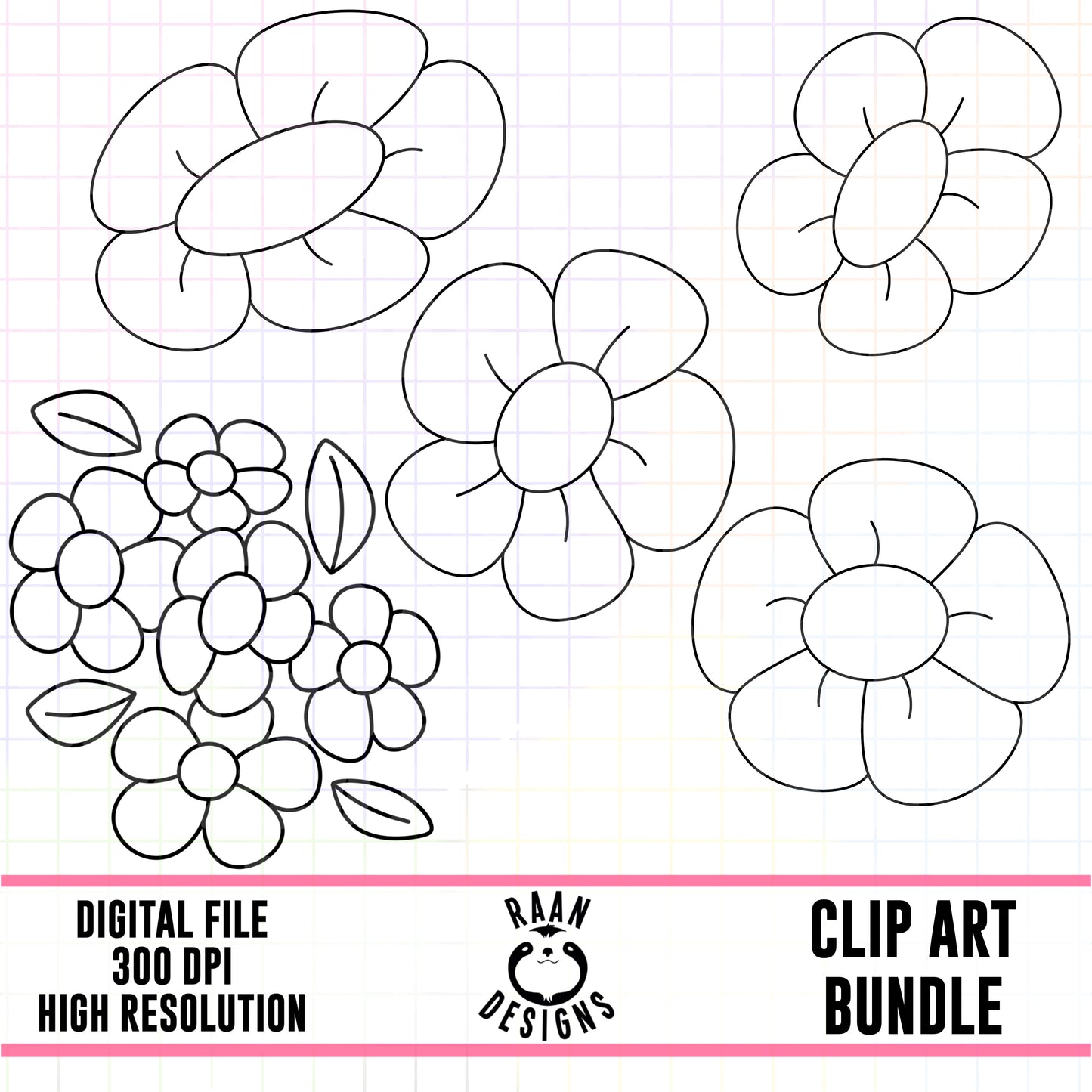 FlowersOutline-Clipart Bundle