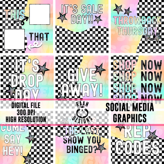 Rainbow Checker Social Media Graphics