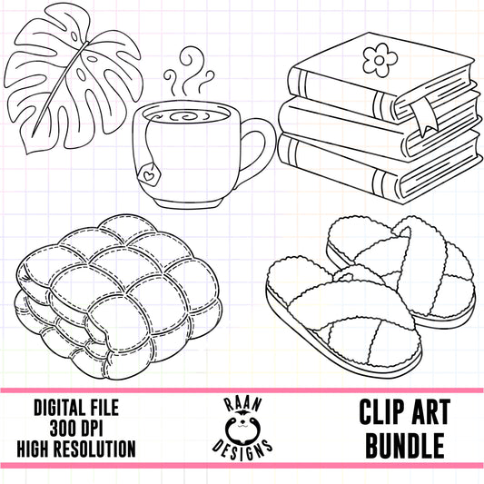 Cozy Homebody Outlines-Clipart Bundle