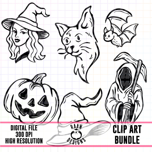 Halloween Tattoo Flash-Clipart Bundle