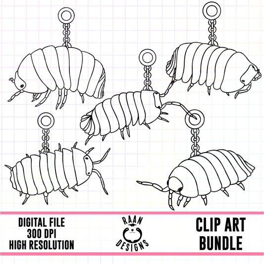 Isopod Charms Outlines-Clipart Bundle