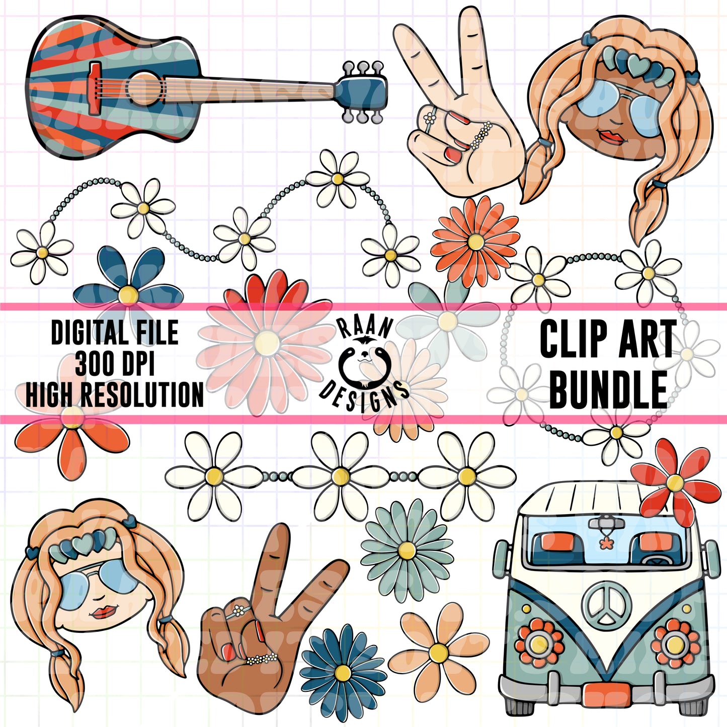 Hippie-Clipart Bundle