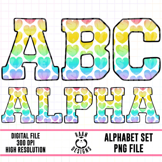 Rainbow Heart Alpha Set