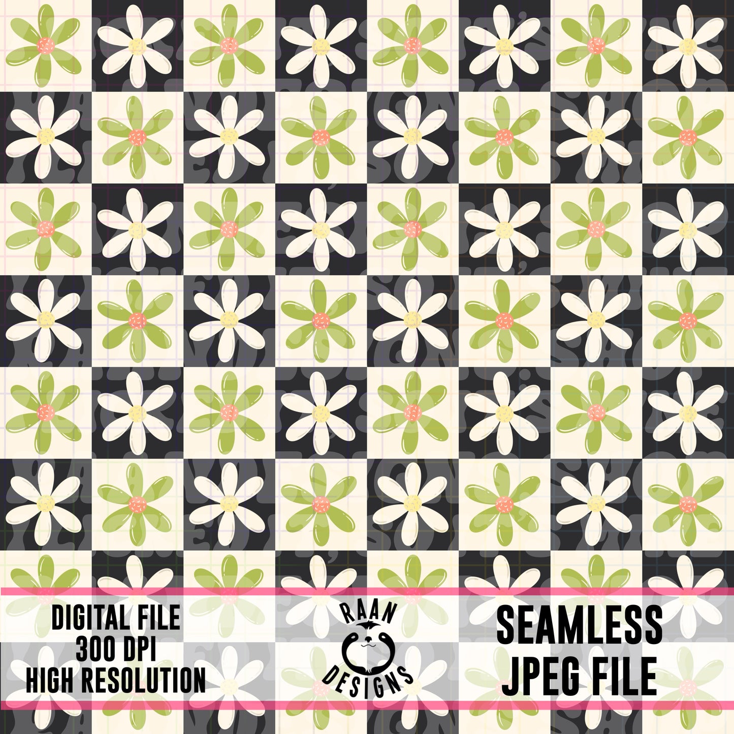 70’s Vintage Floral GreenSeamless Pattern