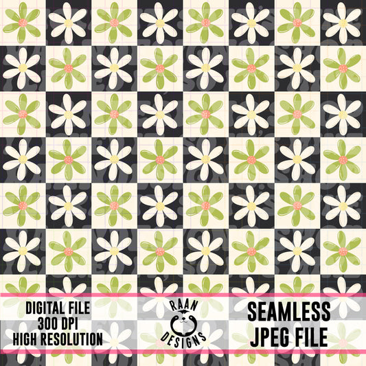 70’s Vintage Floral GreenSeamless Pattern