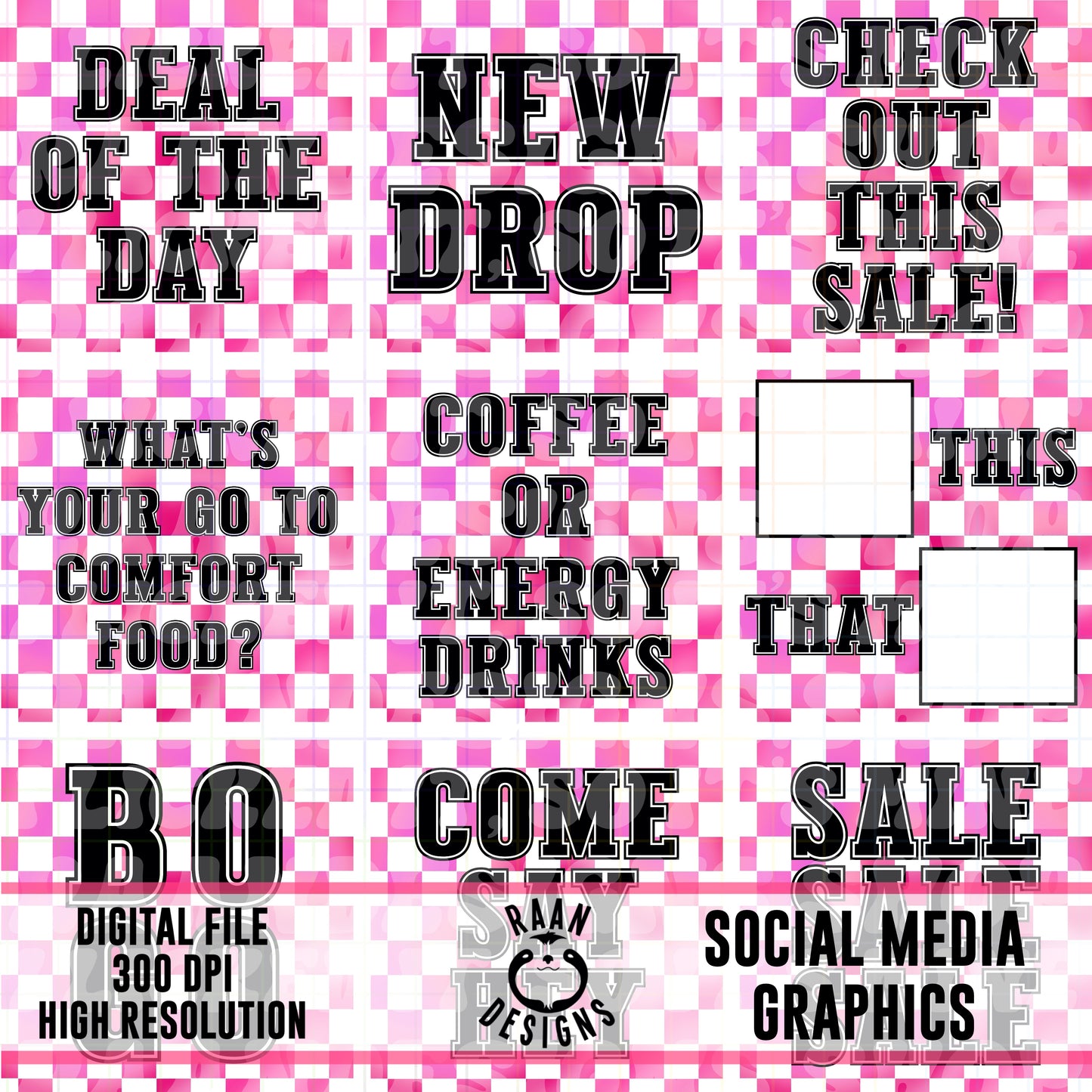 Pink Checkered-Social Media Graphics