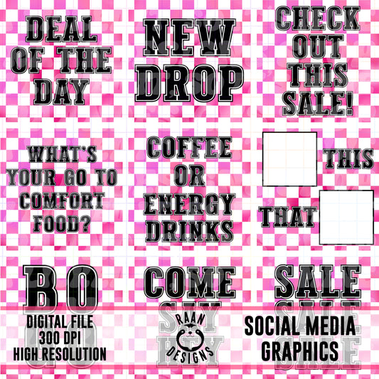 Pink Checkered-Social Media Graphics
