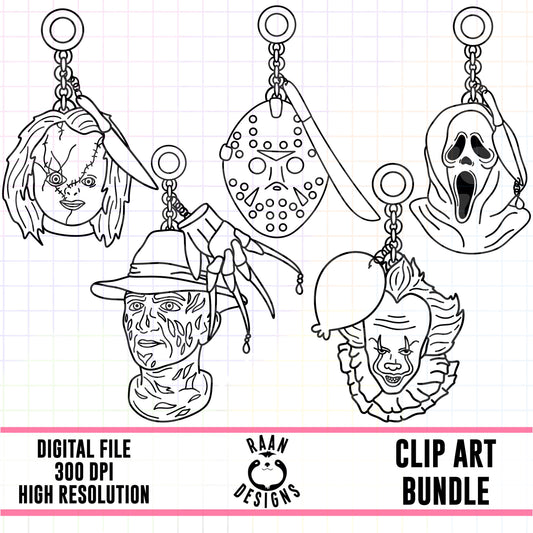 Horror Charms Outlines-Clipart Bundle