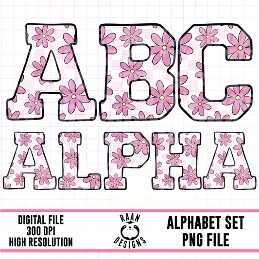 Pink Floral-Alpha Set