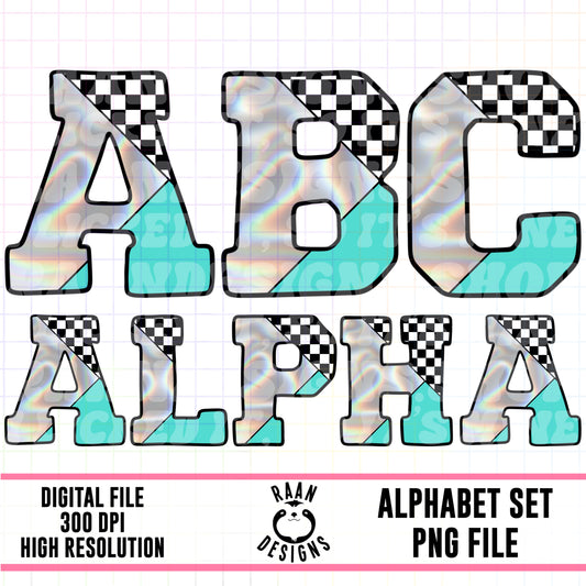 Checkered Teal Iridescent Alpha Set