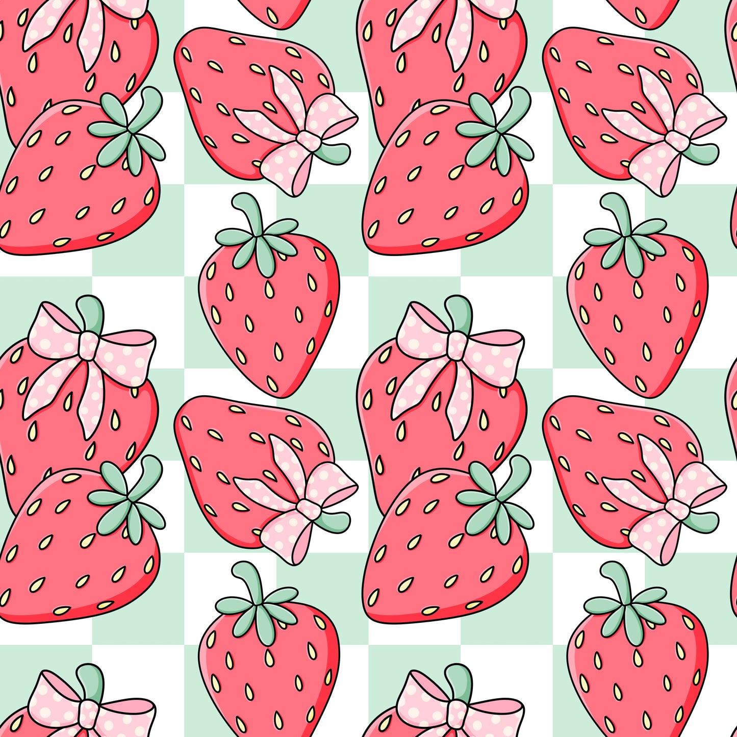 Checkered Strawberry-Seamless Pattern