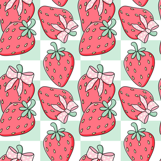 Checkered Strawberry-Seamless Pattern
