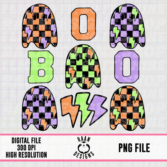BOO Checkered Ghost Collage